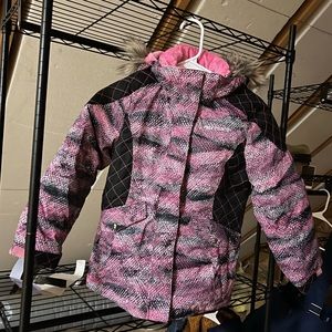 Free Country Snow Flurry Girls Border Jacket Size Small 7/8 hot pink black white